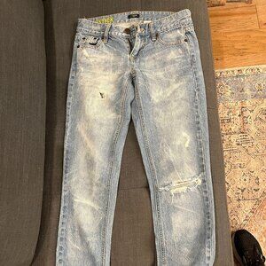 J Crew matchstick acid wash ripped jeans size 26